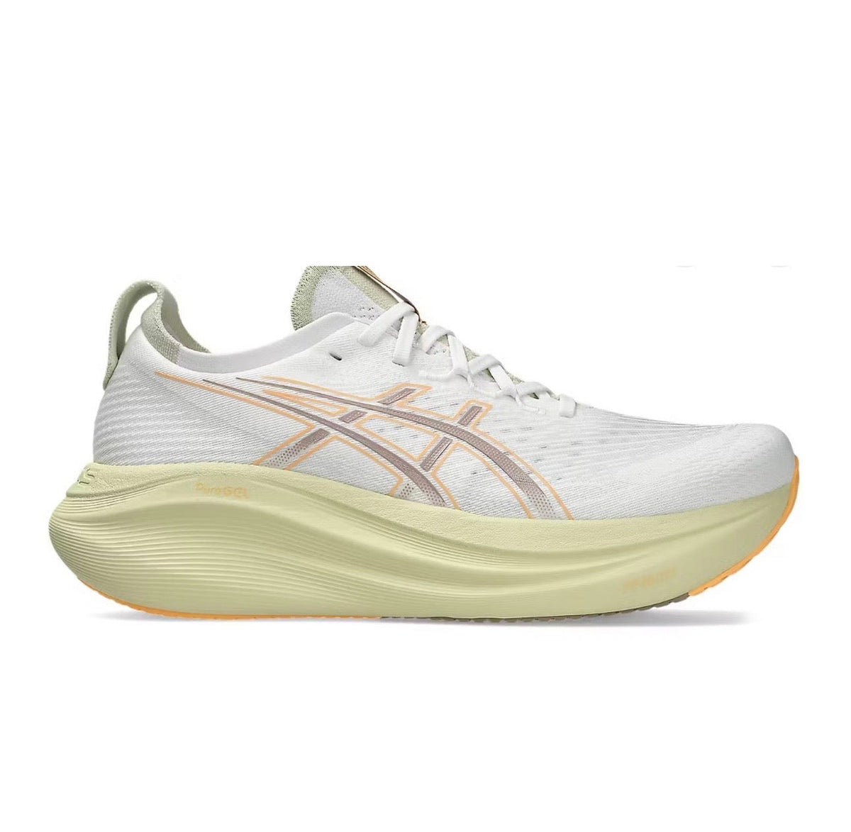 Asics Nimbus 27 White Peach - high-performance athletic footwear in White with advanced cushioning