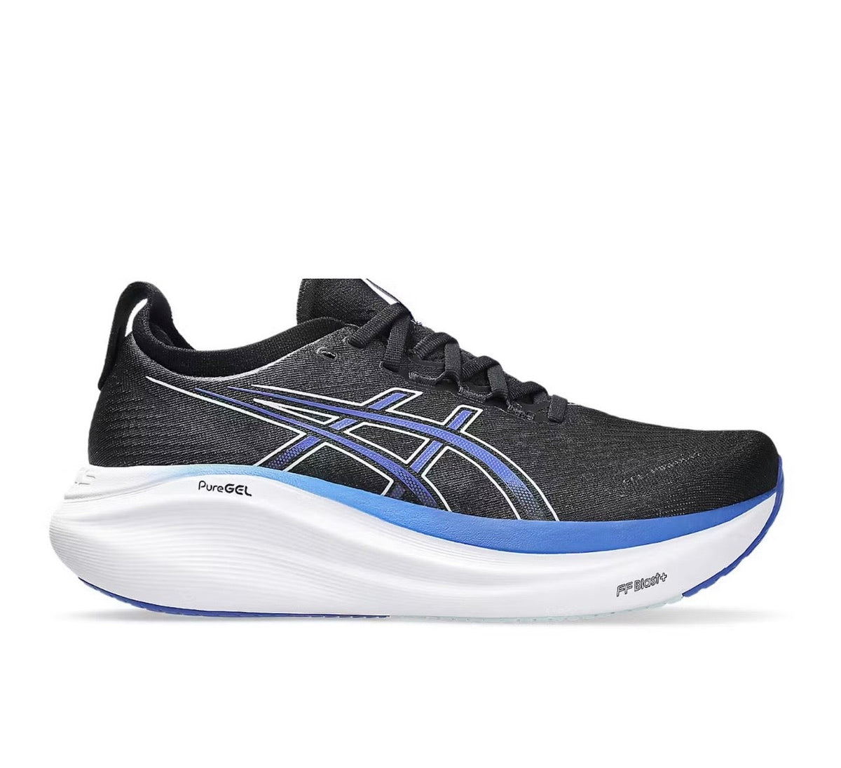 Asics Nimbus 27 Black Blue - high-performance athletic footwear in Black with advanced cushioning