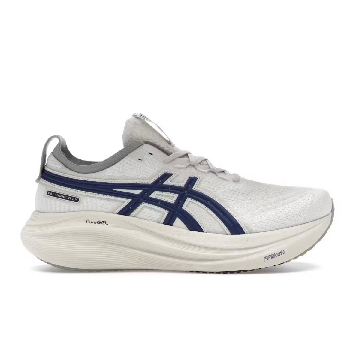 Asics Nimbus 27 White Blue - high-performance athletic footwear in White with advanced cushioning