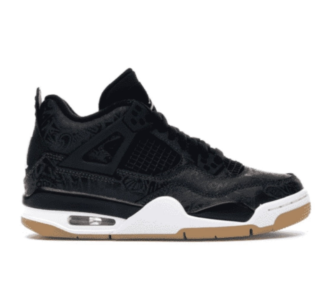 Air Jordan 4 Retro Laser Black Gum - high-performance athletic footwear in Black with advanced cushioning
